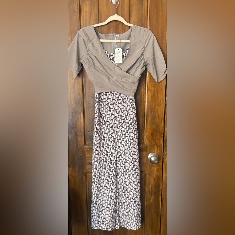 Stylish Gray and White Patterned Jumpsuit